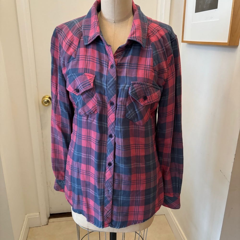 Rails Women's Flannel Button-down in Blue & Pink Plaid